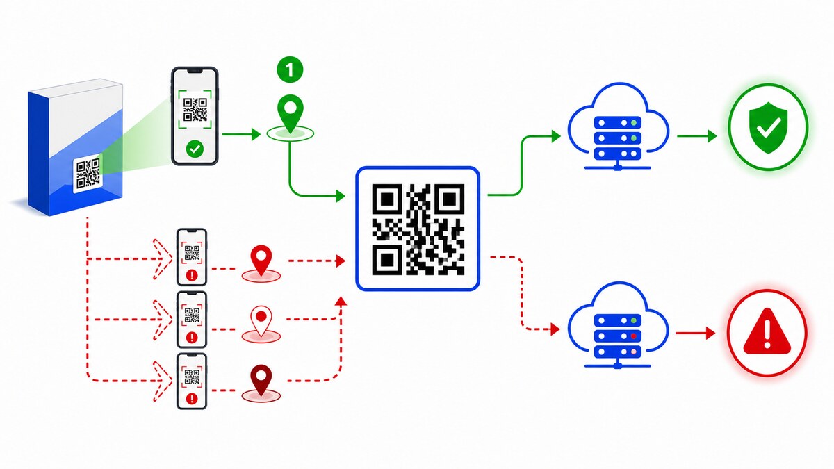 หลักการทำงานของ QR Code แบบ Unique ต่อชิ้นในการจับของปลอม