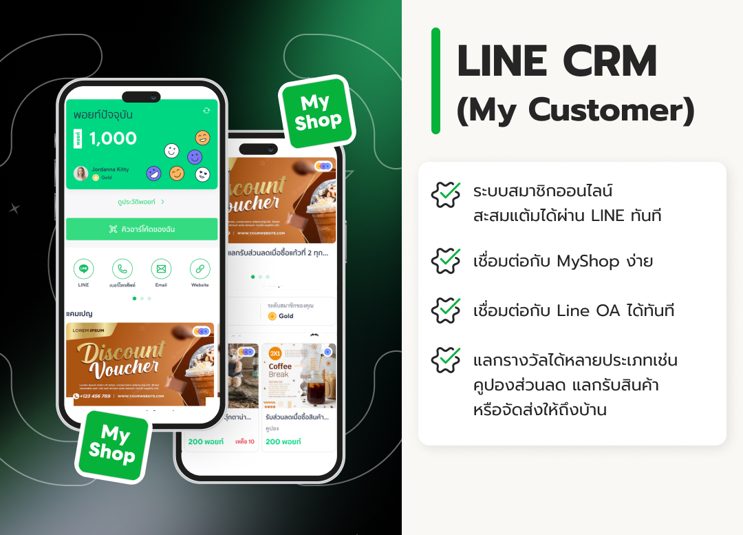 หน้าจอระบบ LINE CRM MyCustomer สำหรับสะสมแต้มผ่าน LINE